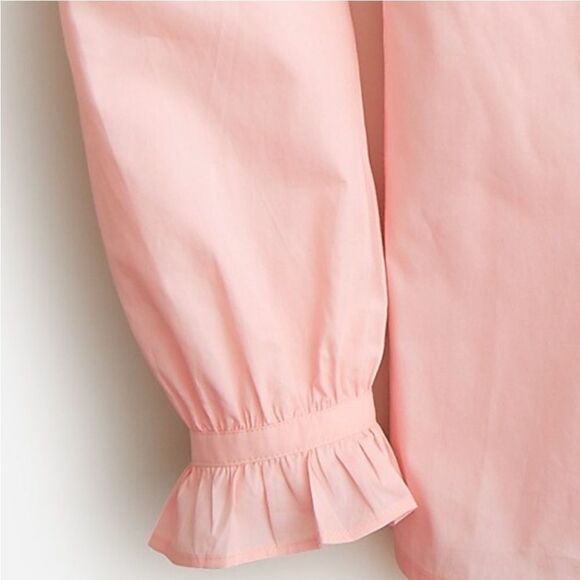J Crew Pink Long Sleeve 100% cotton Ruffle Cottage Top w split hem- 4- like new! - Picture 11 of 12